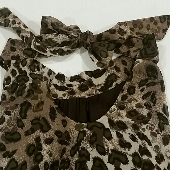B Wear Women's Size Medium Blouse Shirt Animal Print Halter Top with Ties - Picture 5 of 8